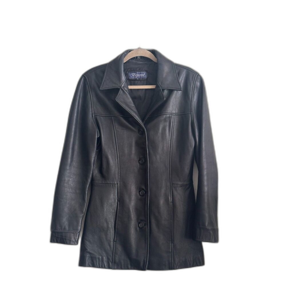 Beyond California Black Leather Jacket Minimalist Button Front buttery Soft L